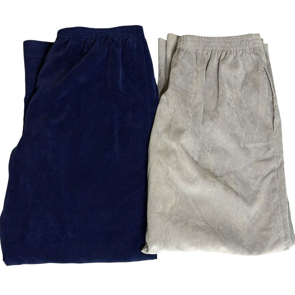 Alfred Dunner Petite Corduroy Pants Straight Leg Bundle of 2 Pair Gray Navy 12P